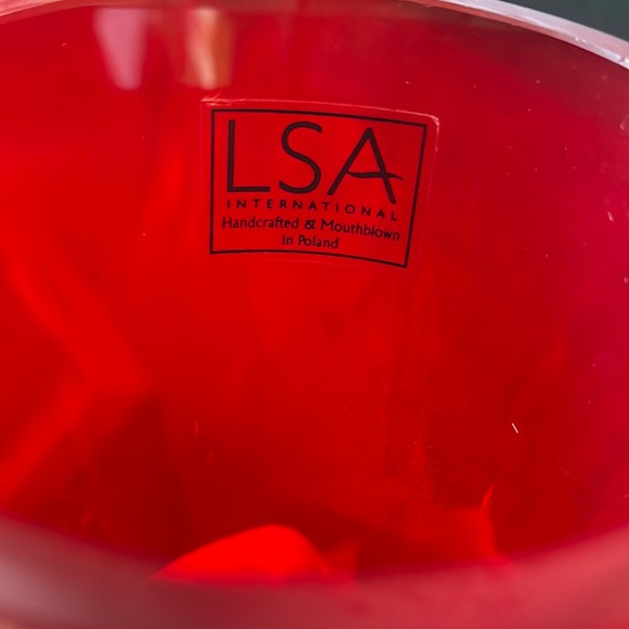 LSA International Ruby vase 9 1/2” with 2 3/4” opening. POLAND - Picture 2 of 3